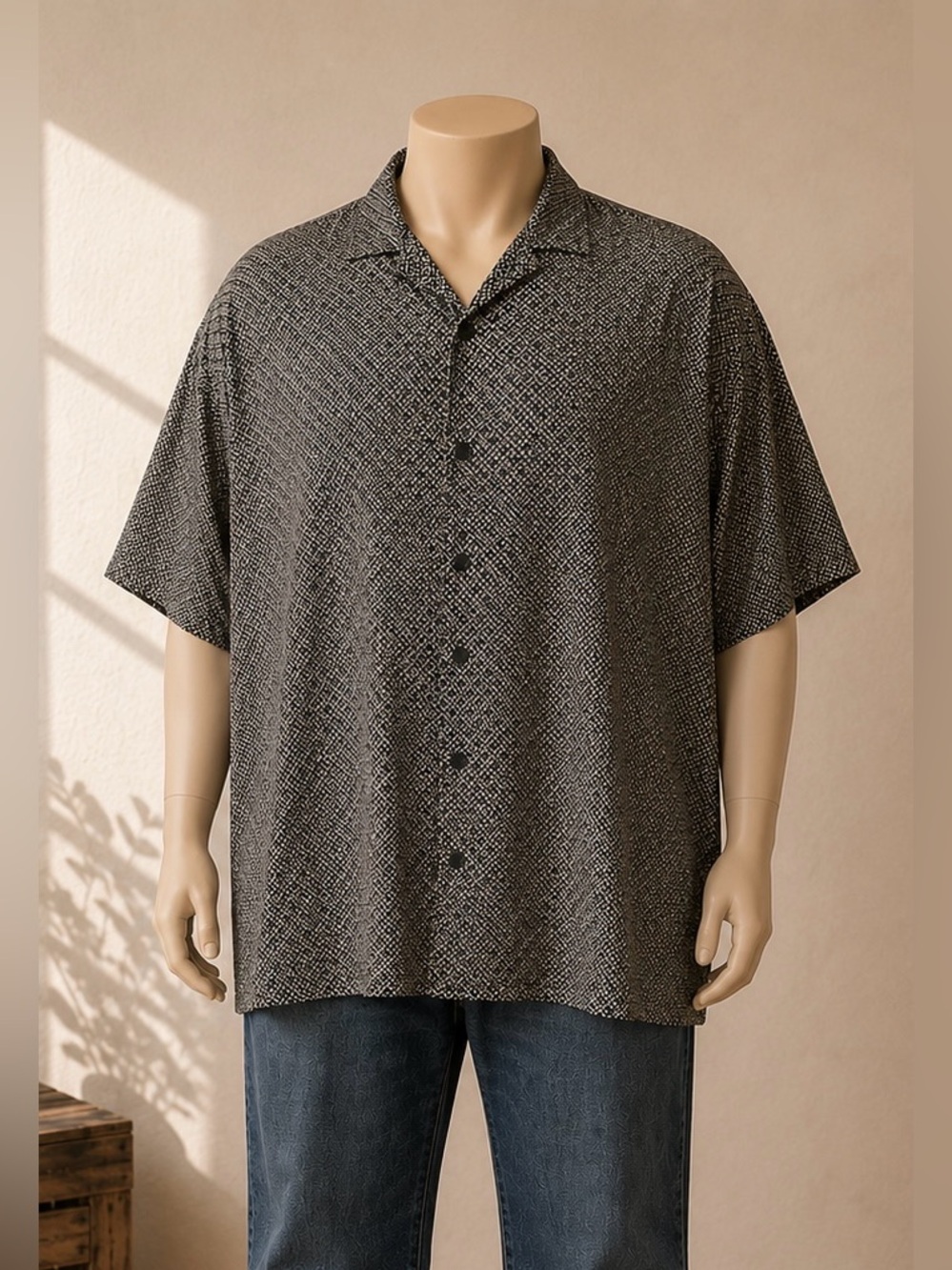 Johnny Bigg 5XL Men’s Ecovero Viscose Geometric Button Down Shirt